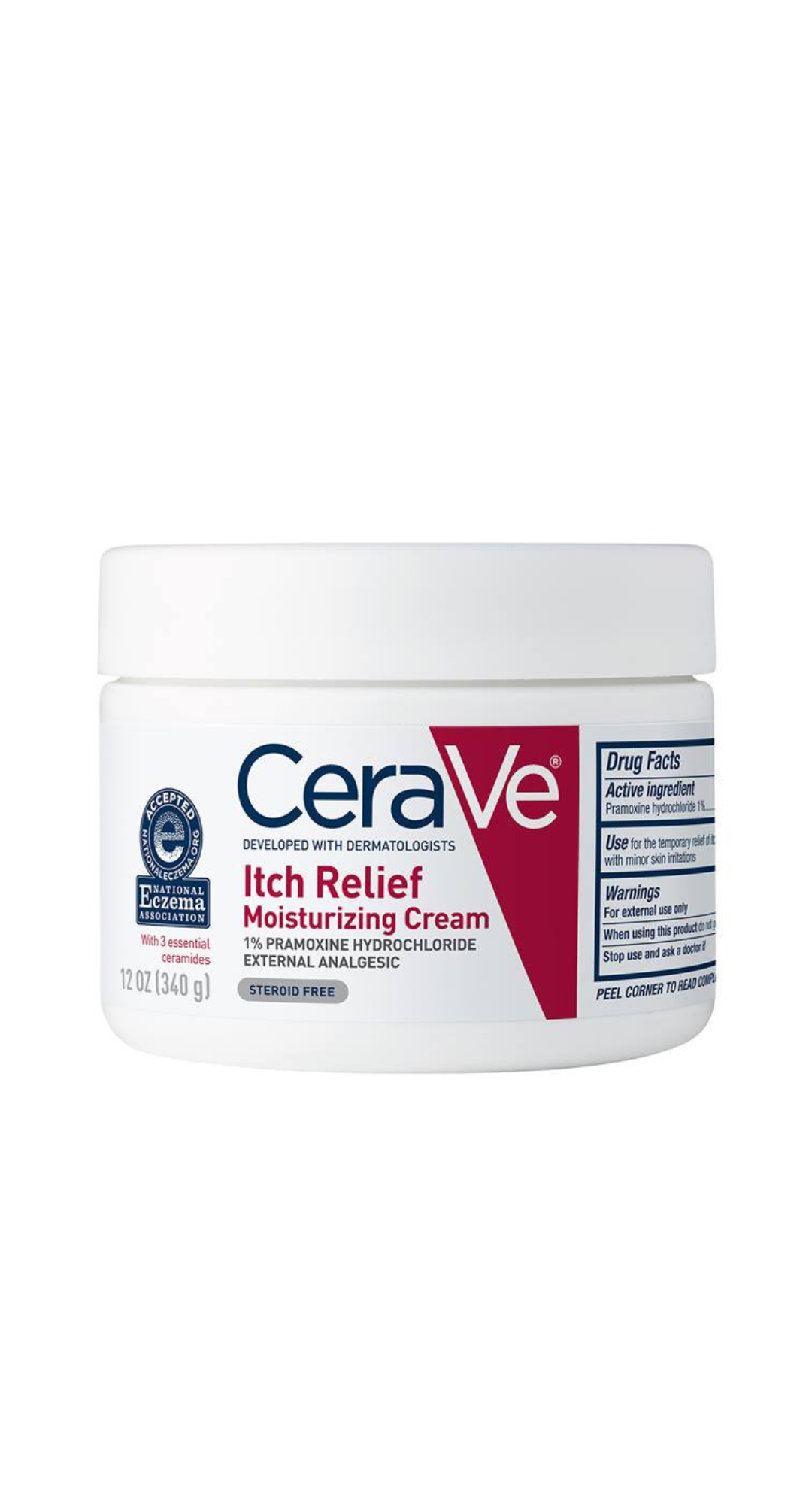 CeraVe Moisturizing Cream for Dry Skin Relief 12 Ounce Fragrance Free Cream with Pramoxine for Itch Relief