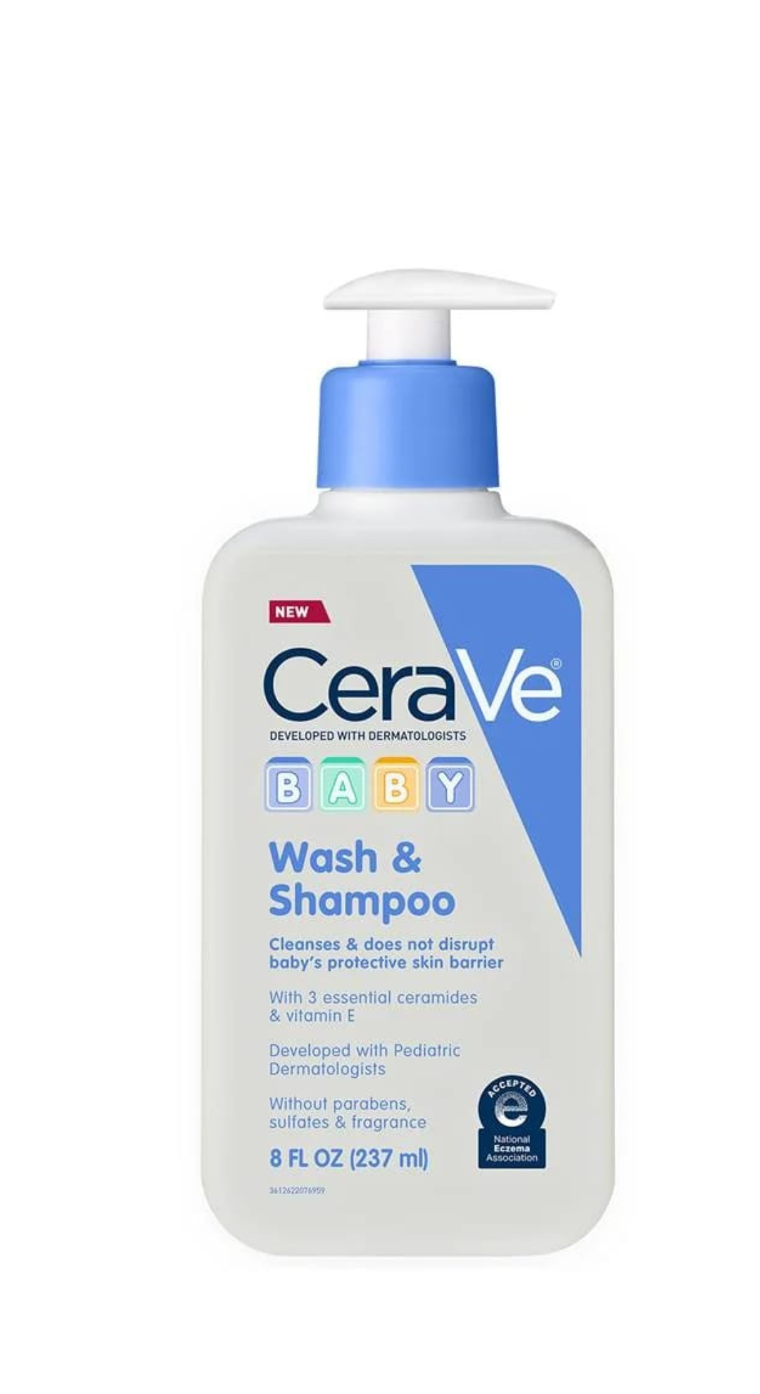 CeraVe Baby Wash & Shampoo | Fragrance Paraben & Sulfate Free Shampoo for Tear-Free Baby Bath Time | 8 Ounce