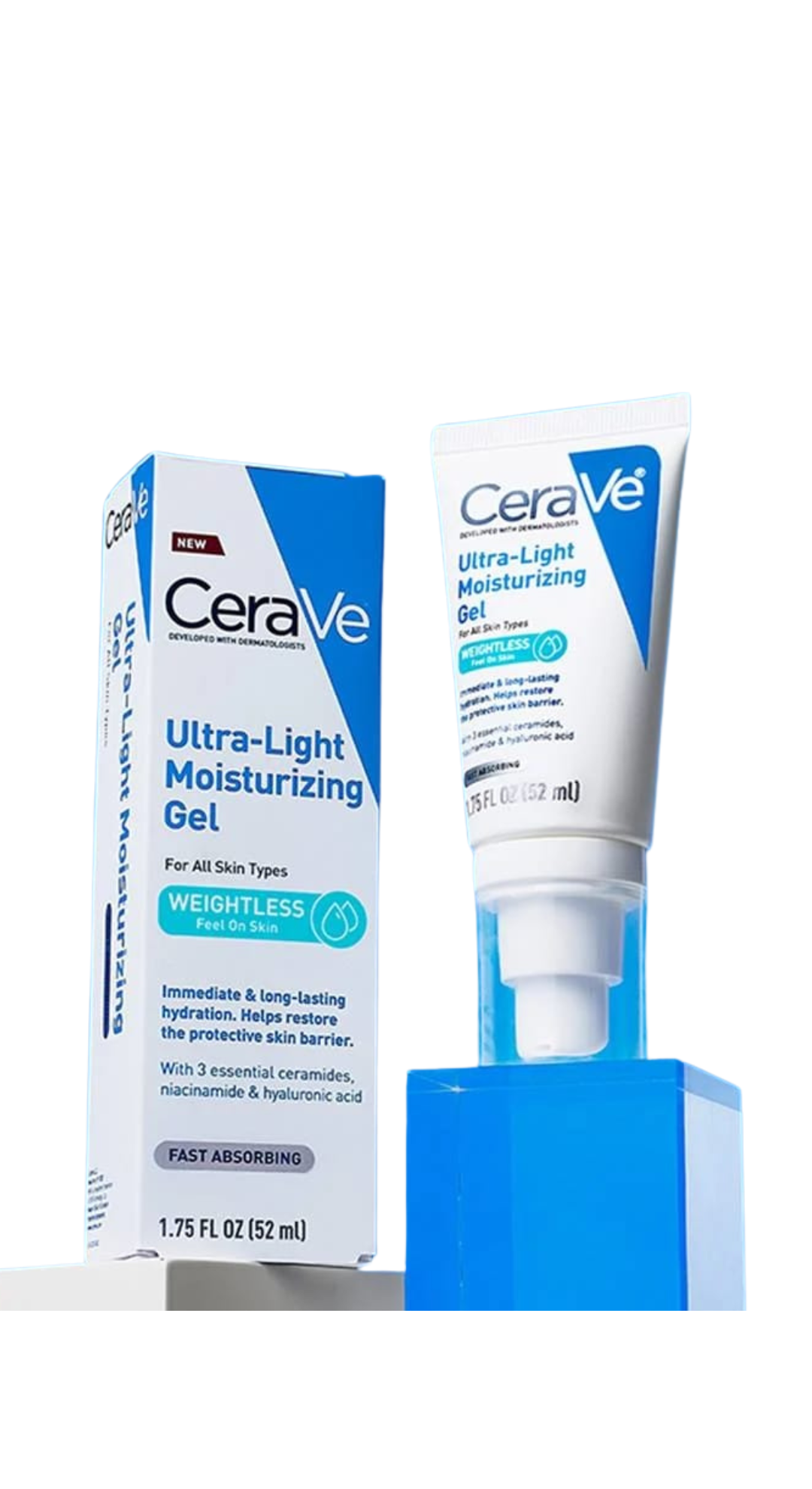 CeraVe Ultra-Light Moisturizing Gel Hydrating Gel Face Moisturizer with Ceramides Niacinamide Hyaluronic Acid Fragrance Free Oil-Free Weightless Mattifying Moisturizer 1.75 FL Oz