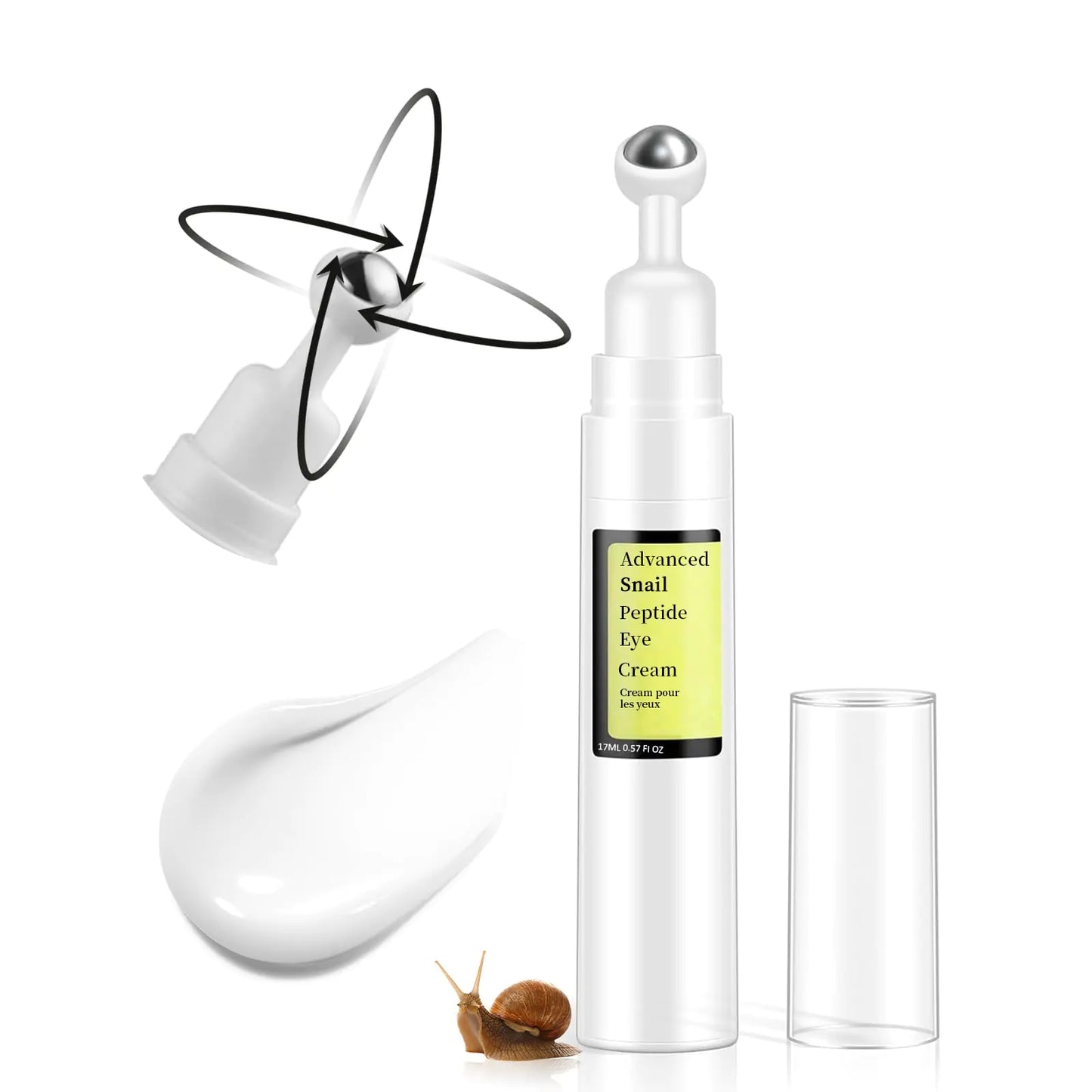 MIZEEYE Snail Peptide Eye Cream For Moisturizing Snail Mucin Under Eye Cream With Niacinamide Hyaluronic Acid 17 ML Snail Eye Cream For Dark Circles Puffiness and Fine Lines.