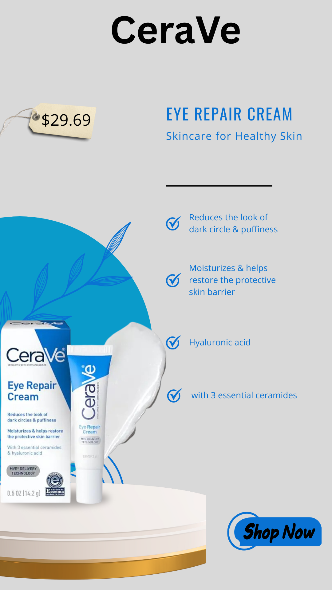 CeraVe Bright Eye Treatment | Dark Circle & Puffiness Cream | 0.5 oz