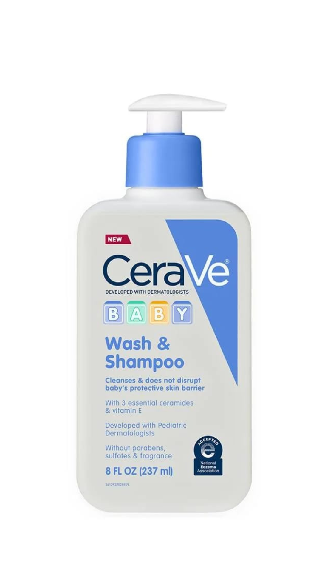 CeraVe Baby Wash & Shampoo | Fragrance Paraben & Sulfate Free Shampoo for Tear-Free Baby Bath Time | 8 Ounce