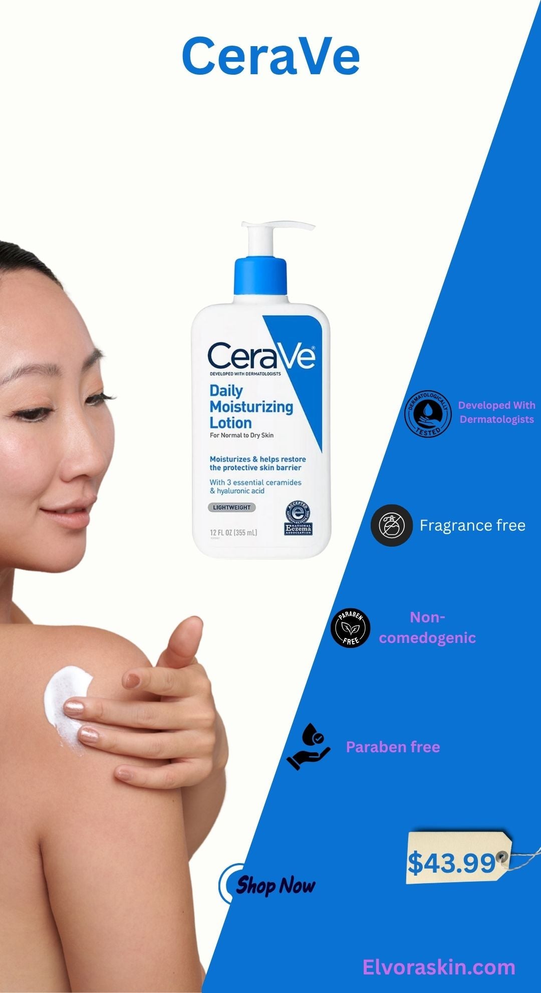 CeraVe Daily moisturizing lotion | 12 ounce | face & body lotion for dry skin with hyaluronic acid | fragrance free 12 Fl Oz (Pack of 2)