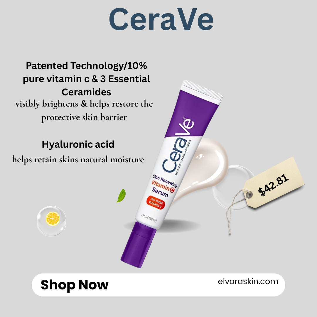CeraVe Vitamin C Serum with Hyaluronic Acid | Skin Brightening Serum for Face with 10% Pure Vitamin C | Fragrance Free | 1 Fl. Oz