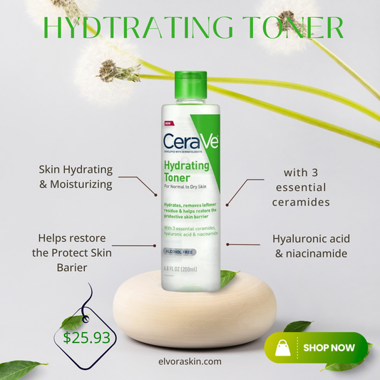CeraVe Hydrating Toner for Face Non-Alcoholic with Hyaluronic Acid Niacinamide and Ceramides for Sensitive Dry Skin Fragrance-Free Non Comedogenic Full Size 6.8 Fl Oz