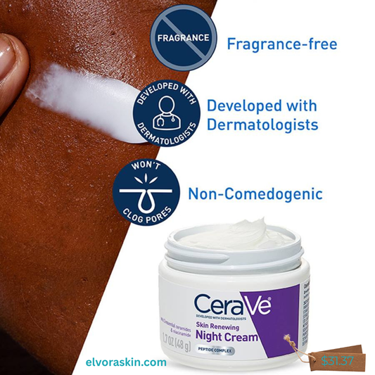 CeraVe Skin Renewing Night Cream Niacinamide Peptide Complex and Hyaluronic Acid Moisturizer for Face 1.7 Ounce Packaging may Vary